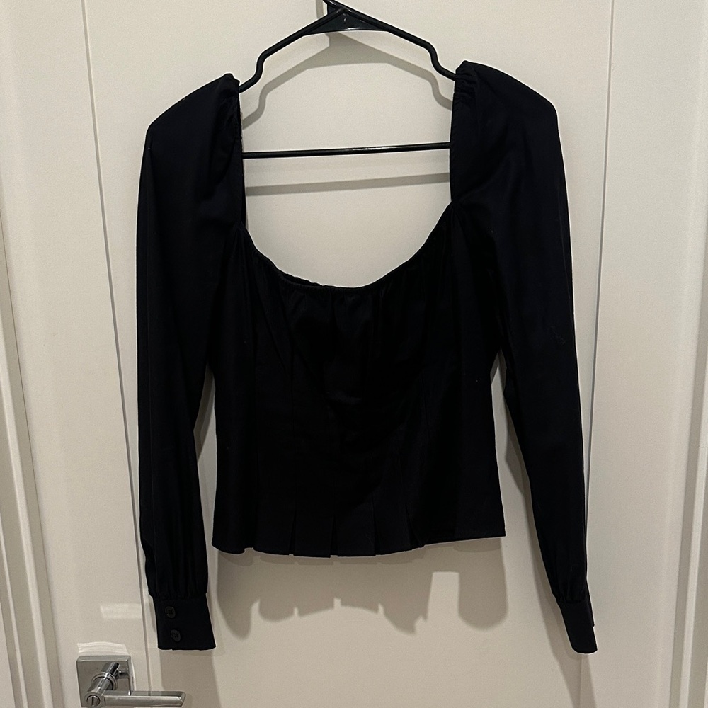 Reformation Black Long Sleeve Blouse - Size 10